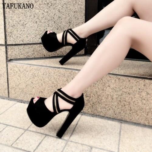 Woman High-Heel Sandals Fashion Fish Mouth High Heels Summer Shoes Nightclub Catwalk Sexy Platform Sandals Female Pumps 14 Cm