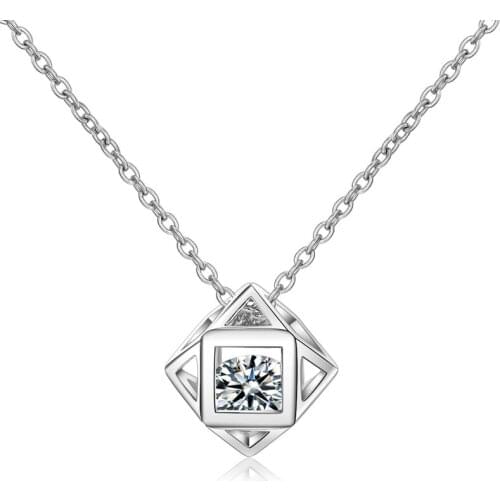 Everoyal Charm Silver 925 Girls Choker Necklace Jewelry Vintage Crystal Cube Women Pendant Necklace For Lady Accessories Female