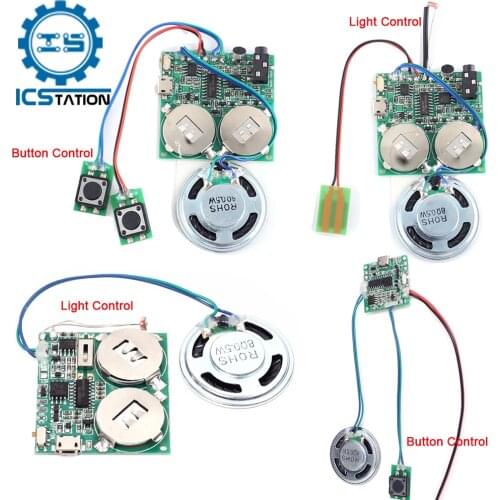 Sound Voice Recorder Module Photosensitive Sensor Key Button Control with Loudspeaker DIY Greeting Card Music Player Box