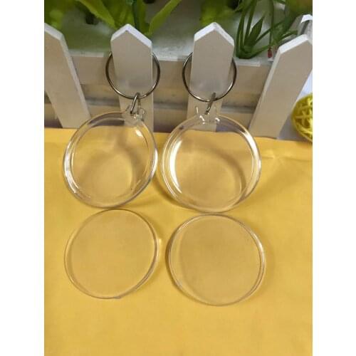1pc Round Blank Acrylic Keychains Insert Photo plastic Keyrings DIY Split Ring Keychains accessories