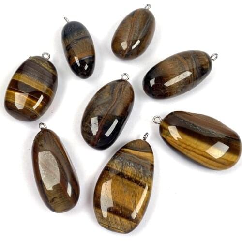 1PC Natural Stone Irregular Tiger Eye Stones Pendant Necklace Charms Pendant for Jewelry Making DIY Necklace Size20x40mm-25x50mm
