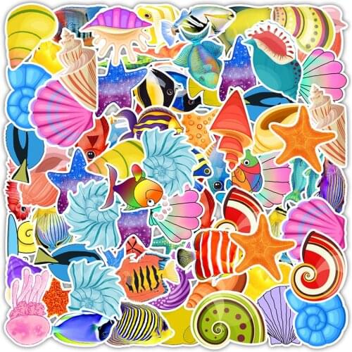 10/30/50PCS Colorful Marine Life Stickers Guitar Laptop Luggage DIY Skateboard Fridge Cartoon Graffiti Sticker Decal Toys Gift
