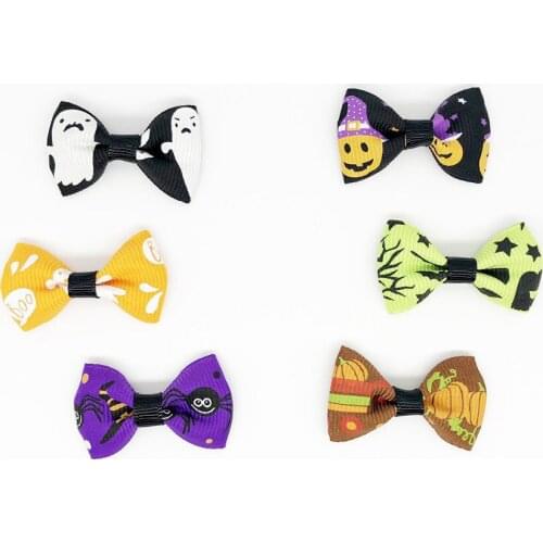 10pcs Halloween Festival Bowknot Headdress Band Cat Dog Head Flower Pet Grooming Supplies Jewelry Girls Dog Hair Accessories