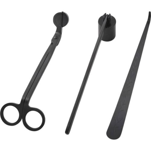 3Pcs/Set Black Candle Wick Trimmer Snuffer Dipper Candlewick Oil Lamp Cutter Hook Extinguish Tool Kit Accessory