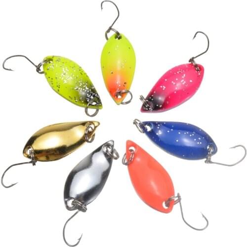 7Pcs Metal Colorful Spoon Fishing Baits Sequins Trout Single Hook Artificial Hard Baits Tackle Fishing Accessories 3cm/5g