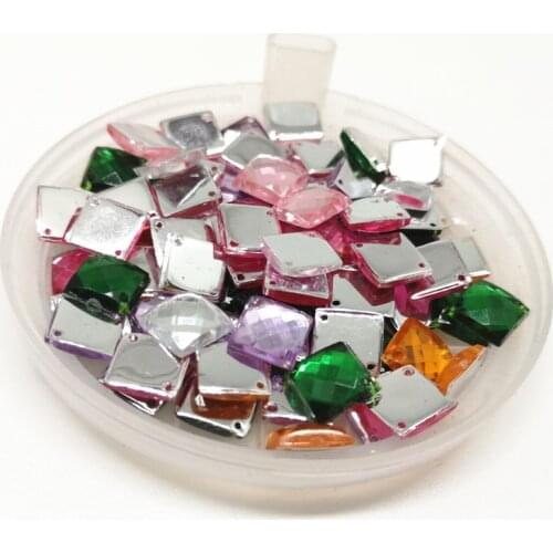 8mm MIX Color Square Resin sew-on Rhinestone Applique Flatback Nail Crystal Stone Hotfix Strass Diamond for Crafts