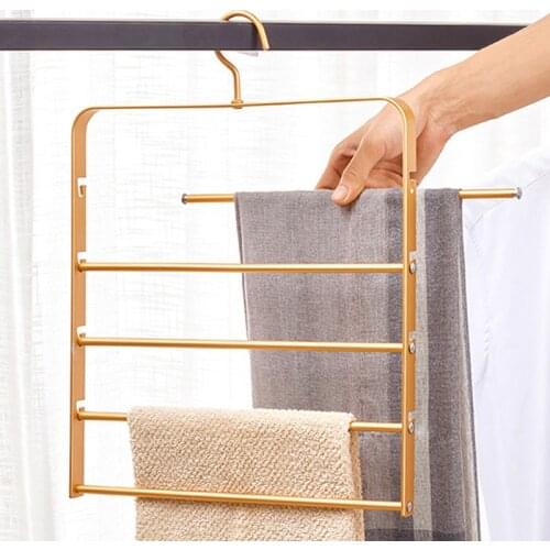 5 layers Space Aluminum Clothes Hangers S Shape Pants Storage Hangers Clothes Storage Rack Multilayer Storage Cloth Hanger