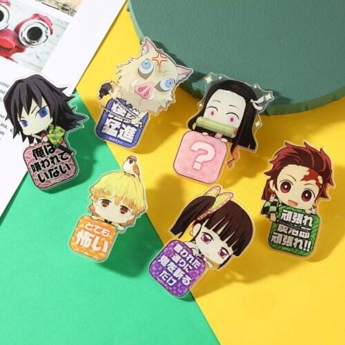 Anime Demon Slayer Kimetsu no Yaiba Pin Badges Plastic Kamado Tanjirou Cosplay Brooch With Clip Fans Gifts Accessories