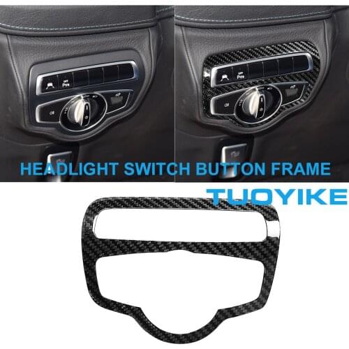 Car Styling Real Carbon Fiber Inner Headlight Switch Button Frame Cover Sticker For Mercedes BENZ W464 G63 G500 G550 2019-2020