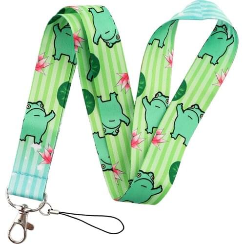 Cool Little Frog Lanyards Keychain Cartoon Froggy Animal Colorful Print Ribbon Keyholder Mobile Phone Hang Rope Gift for Friends