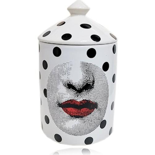 Black Pots Red Mouth Scented Candle Holder Ceramic Tower Type Jar with Lid Italianate Home Decoration Diy Aromatherapy Bottle