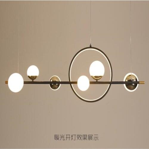 Black LED Chandelier Acrylic Ball Modern Long Pendant Lamp For Dining Room Bar Restaurant Coffee Shop Office Hanging Light