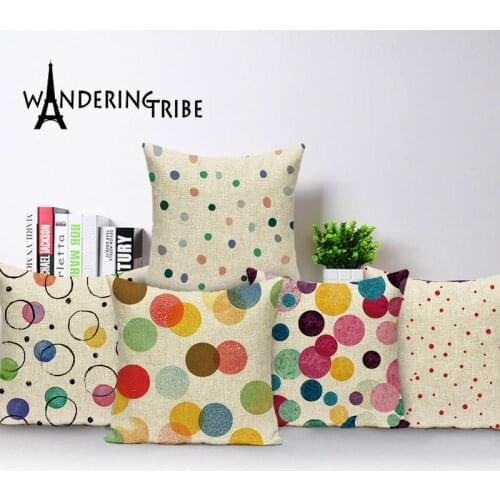 Colourful Throw Pillow Cover Nordic Home Decoration Polka Dot Cushion Cover Jacquard Geometric Pillowcase Sofa Decor Cushions