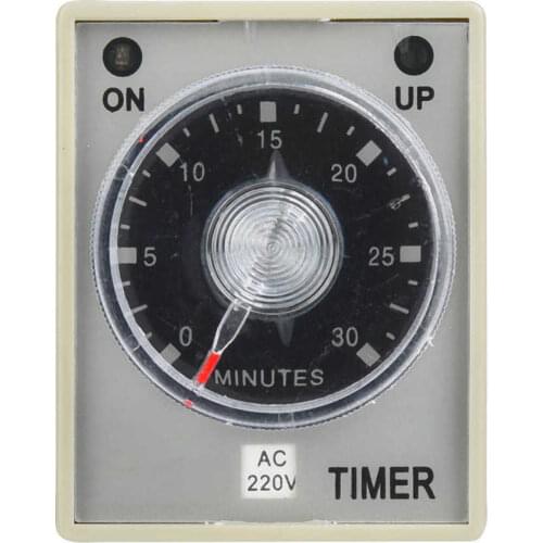 AH3-3 Electronic Time Relay 8 Pins 50/60Hz Release Delay Timer 35mm DIN Rail Mount 30min Delay Range DC12V DC24V AC110V AC220V