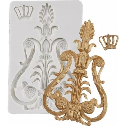 European Crown Glyph Lace Silicone Fondant Chocolate Resin Sugarcraft Mold For Pastry Cup Cake Decorating Kitchen Tool