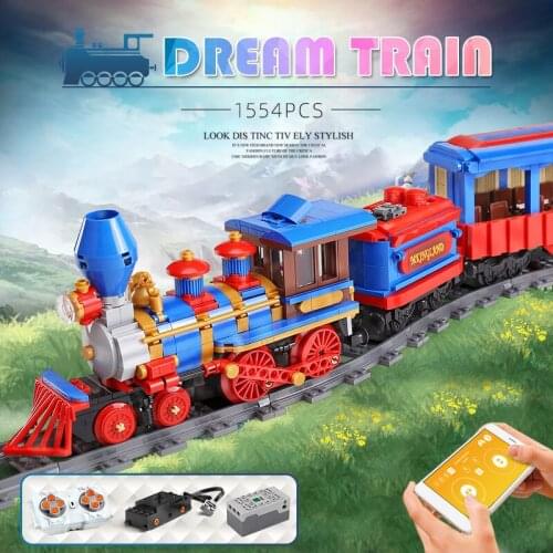 Mould King MOC City series The MKingLand Dream train Remote control train Building Blocks bricks Kids DIY Toys Christmas Gifts