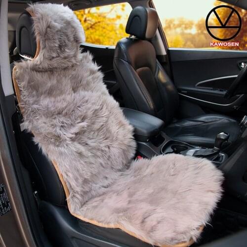 KAWOSEN Natural Fur seat covers, Universal Size Long Hair Sheepskin Car Seat Cover, Winter Warm Sheepskin Car Cushion SWSC03