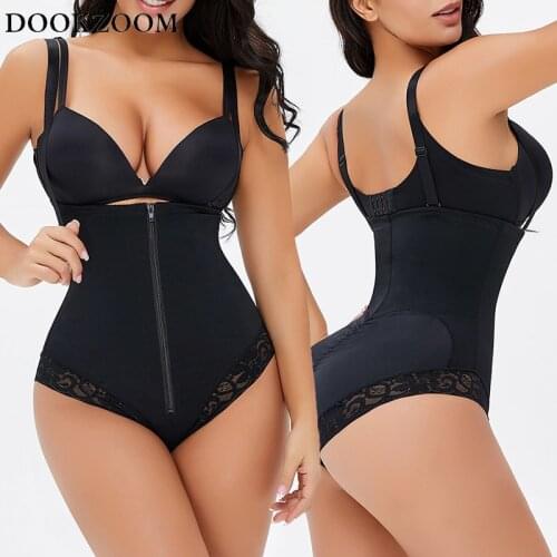 Womens Shapewear Bodysuti Shaper High Waist Cincher Sexy Lace Smooth Butt Lifter Lingerie Seamless Zipper Bodysuit Thong Girdle