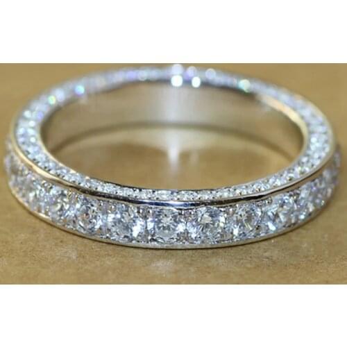 Fashion White Color Inlay Cubic Zircon Ring For Women Classic Full Circle Zircon Rings Wedding Engagement Party Jewelry