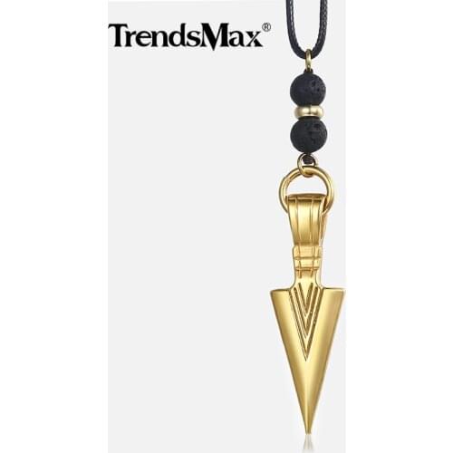 Mens Leather Necklaces Stainless Steel Gold Arrow Pendant Necklace For Men Fashion Punk Jewelry Gifts Dropshipping DN46