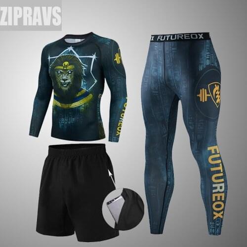 Mens running suit gym jogging thermal underwear skin compression fitness MMA Sun Wukong mens quick-drying tights track suit