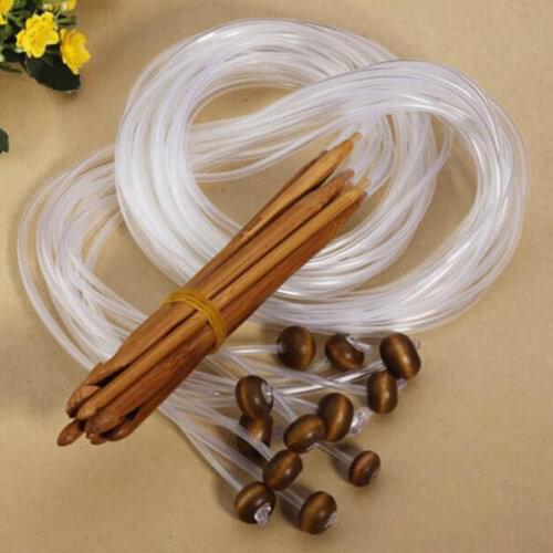 Natural Bamboo Flexible Afghan Tunisian Carpet Crochet Hooks Needles At Random 120cm 90cm, 1 Set(12 PCs/Set)