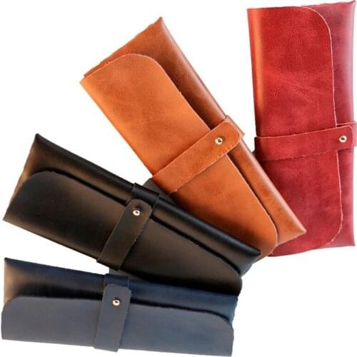 Single-layer Stationery Retro Simple Solid Color Large-capacity PU Leather Pencil Case Office Supplies School Supplies