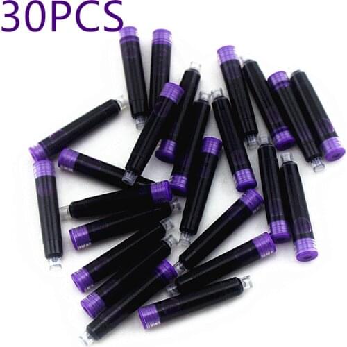 Wholesale 30pcs Disposable purple Fountain Pen Ink Cartridge Refills Length Fountain Pen Ink Cartridge Refills
