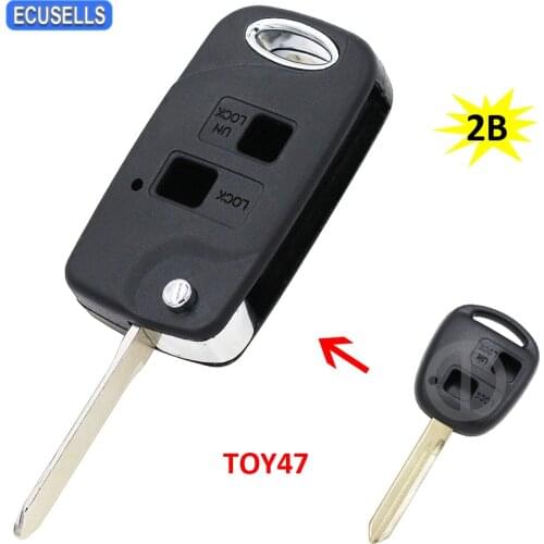 2 Button Folding Remote Key Shell Case Flip Key Housing For Toyota Yaris Carina Corolla Avensis TOY47 Uncut Blade