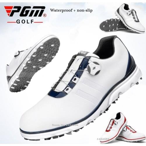 PGM Sports Men Sneakers Swivel Button Laces Wear Shoes Fixing Nail Waterproof Anti-skid Spikes Golf Ball Patent Breathable Shoes