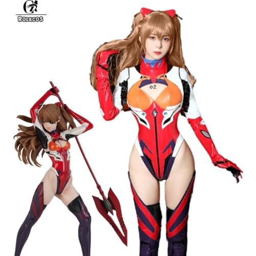 ROLECOS EVA Asuka Langley Soryu Cosplay Costume EVA Woman Superhero Jumpsuit Asuka Halloween Bodysuit