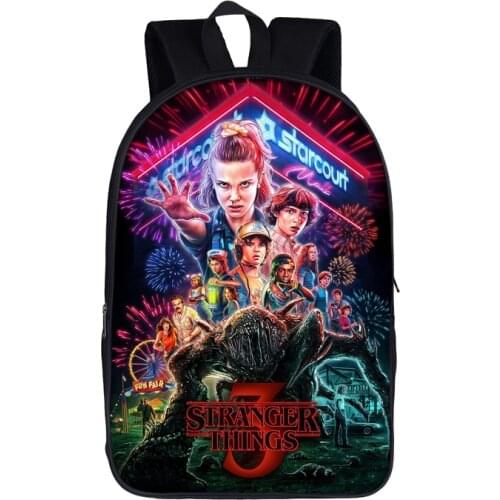 Stranger things print backpack student daypack children school bags for teenager girls boys book bags casual backpack