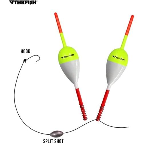 THKFISH 2 pieces Spring Fishing Floats Bobbers 15g 0.53oz Crappie Panfish Balsa Wooden Float Oval Stick Float