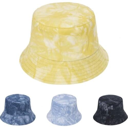 Bucket Hats Fisherman Hat Practical Double-sided Sun Protection Wide Brim Tie Dye Fishing Cap Summer Sunscreen Caps Men Women
