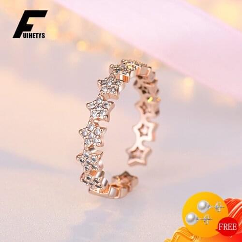 Bali Jelry Charm Rings 925 Silver Jewelry Five-pointed Star Zircon Gemstone Open Ring Accessories for Women Wedding Engagement
