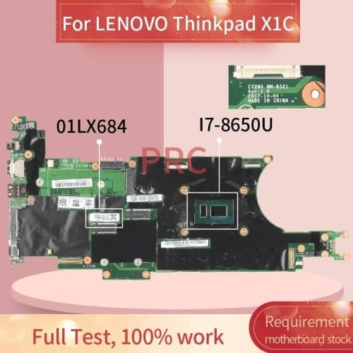 01LX684 For LENOVO Thinkpad X1C I7-8650U Laptop Motherboard 01LX684 SR3L8 with 16GB RAM DDR4 Notebook Mainboard