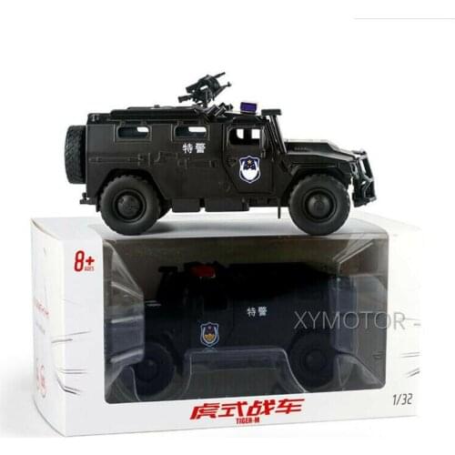 1/32 JACKIEKIM Russian Tiger Armored Vehicle Special Police Model Car Sound light Toy Kids Gift Black/White Metal,Plastic,Rubber