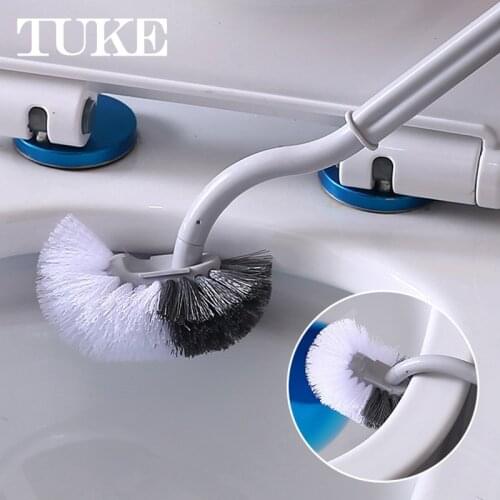 1PC Toilet Brush Dead Corner Cleaning Curved Plastic Brush Toilet Bathroom Long Handle Cleaning Brush