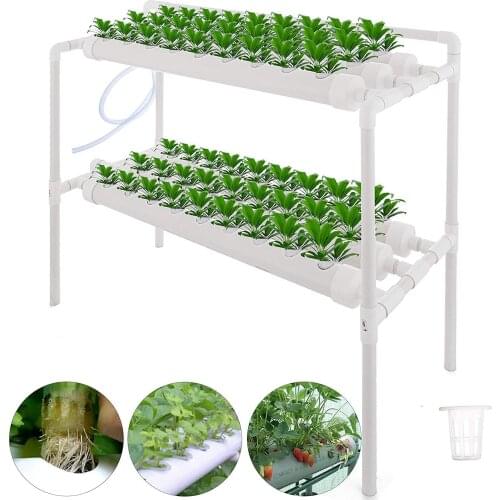 2 Layers Hydroponic Grow Kit 8 Pipes Hydroponic Growing System Gardening Planting System Nursery Pot Hydroponic Piping Grow Rack