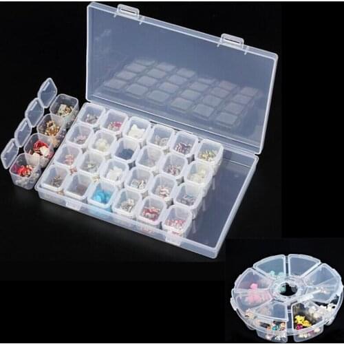 28 Grids Plastic Storage Box Jewelry Beads Storage Case Transparent Compartment Medicine Box Organizer Adjustable Organizer