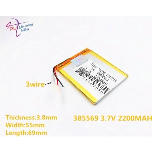 3 line Liter energy battery 385569 3.7V 2200mAH 405570 polymer lithium ion battery Li-ion battery for Mp3 MP4 MP5