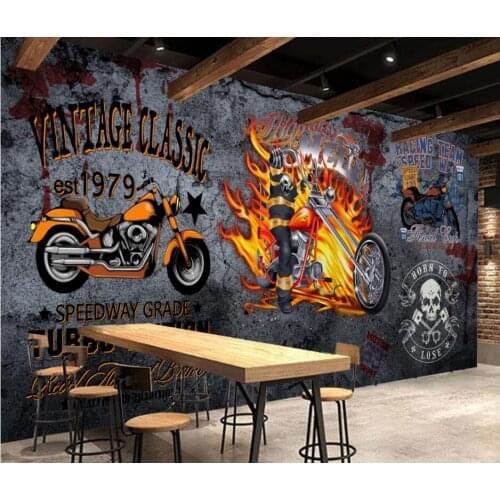 3d wall murals wallpaper for living room European retro trend motorcycle bar background home decor photo wallpaper for walls 3 d