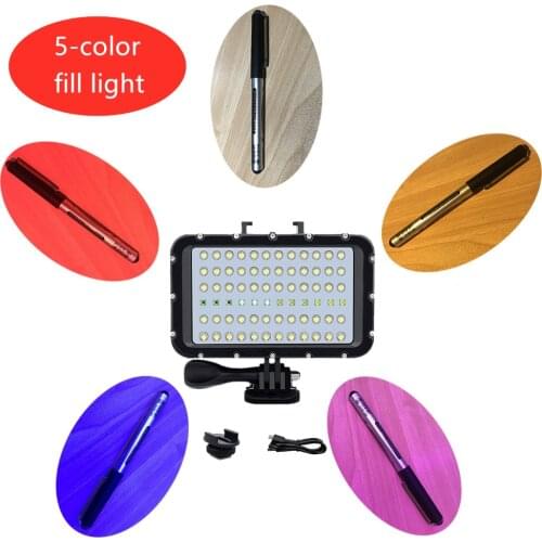 5-color fill light 45m waterproof LED color diving lamp for GoPro 8 7 6 5 4 3 Nikon Sony Canon SLR camera