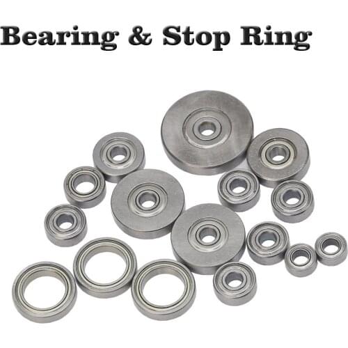 5pc Top Mounted 1/2, 3/8, 3/4 Bearing & Stop Ring for 1/4"1/2 SH Router Bit