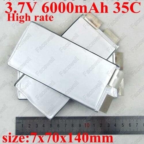 3pcs 7070140 3.7v 6000mah 35C lipo bateria 3.7v 30c 6ah battery For 11.1v 3s diy RC toys lipo 3s 5200mah 6s lipo plane aircraft