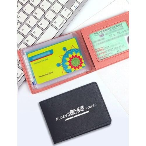 Car Leather Driving Documents Protective Case Bank Credit Card Holder For Mugen Power Honda Civic Accord CRV Hrv Jazz