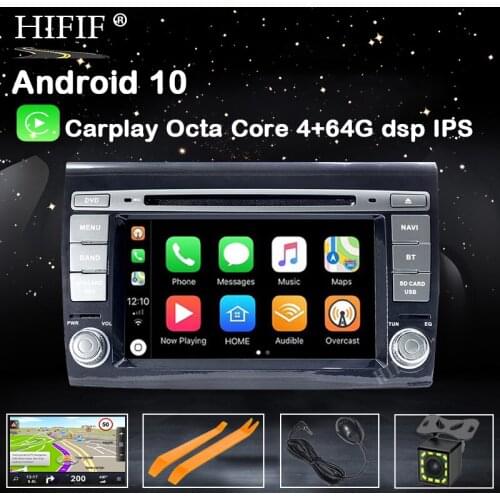 4G+64G 8 CORE 2 Din Android 10 Car dvd multimedia player GPS audio For Fiat Bravo 2007-2012 Car radio Stereo obd2 dvr DSP IPS