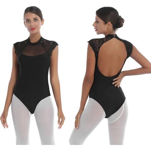 Ballet Leotards for Women Girls Sexy Dancewear Ballerina Bodysuit Lace Open Back Gymnastics Leotard Ballet Stage Dancing Costume
