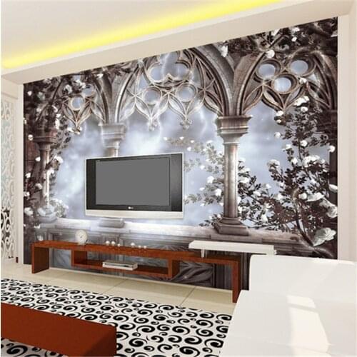 Beibehang European-style palace large murals TV background wallpaper papel parede stereoscopic wallpaper stereoscopic video