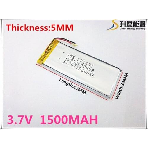 Free shipping Polymer battery 1500 mah 3.7V 503482 smart home MP3 speakers Li-ion battery for dvr,GPS,mp3,mp4,cell phone,speak
